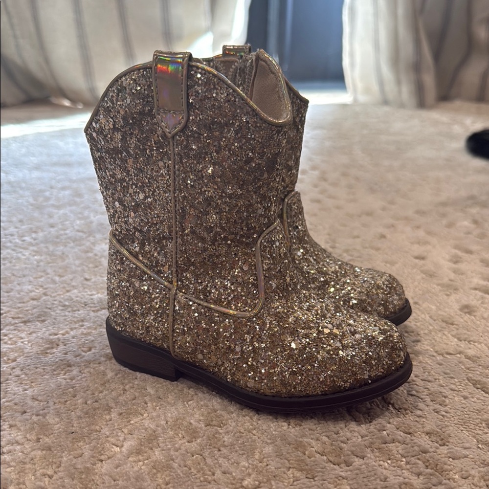 Glittery Gold Kids Boots